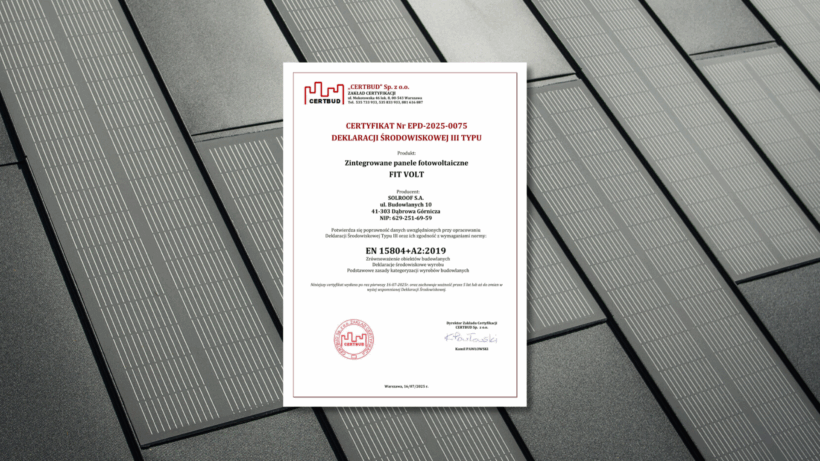 EPD prohlášení – panely SOLROOF dosahují nových ekologických standardů ve fotovoltaice